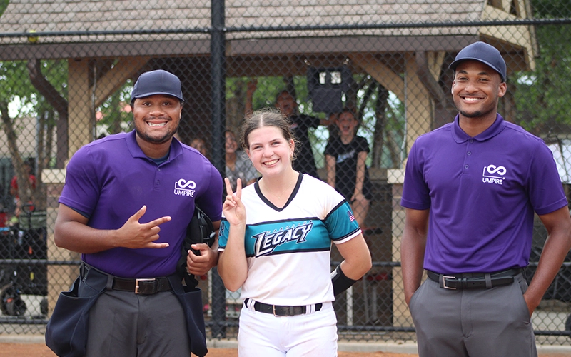 Umpire working a Connect Sports softball showcase